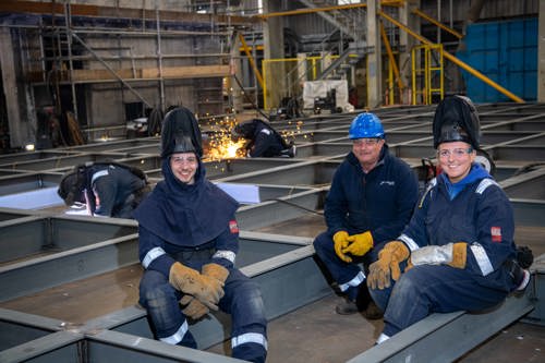 Casper Wilamowski Third Year Apprentice(L) John Mcmunagle Welding Trainer(M) Beth Atkinson Third Year Apprentice(R)